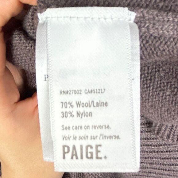 Paige Raundi Cutout Shoulder Sweater Truffle Taupe Wool Knit Turtleneck sz S EUC - Picture 12 of 14